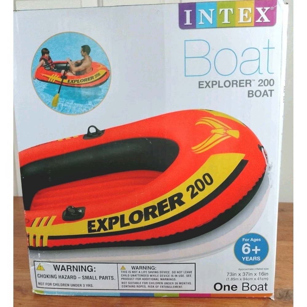Intex Explorer 200 Inflatable Boat Orange 2-Person Pool Lake River Raft 58330EP